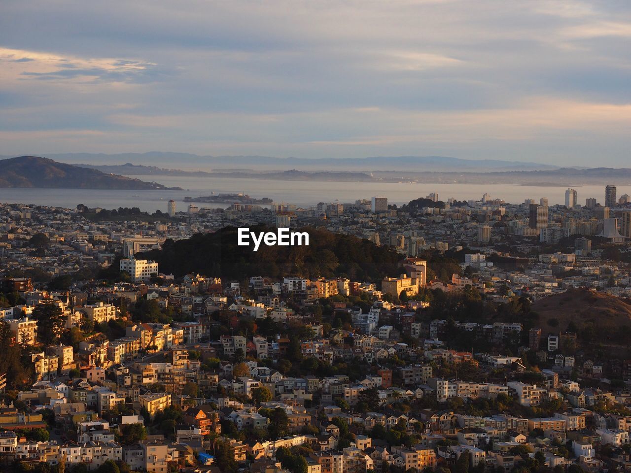 Aerial view of cityscape against sky