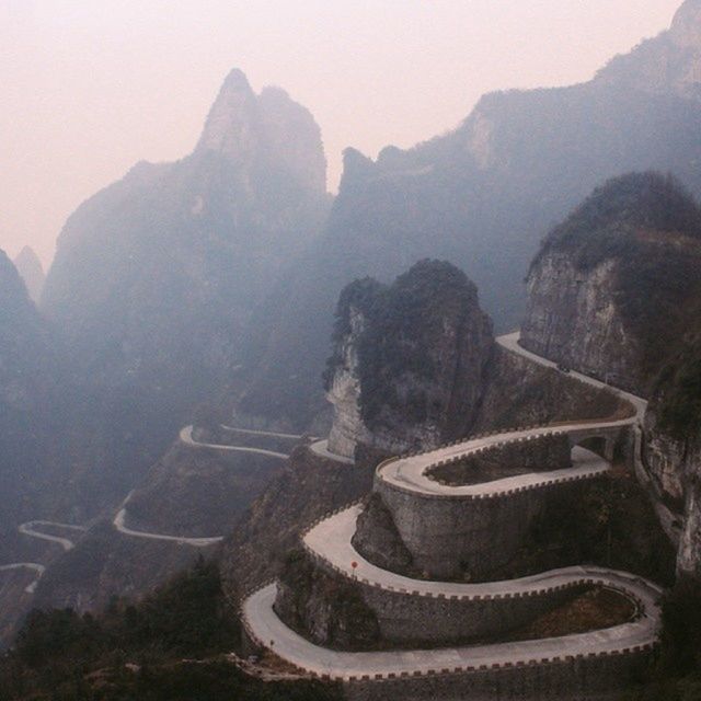 High angle view of winding mountain road