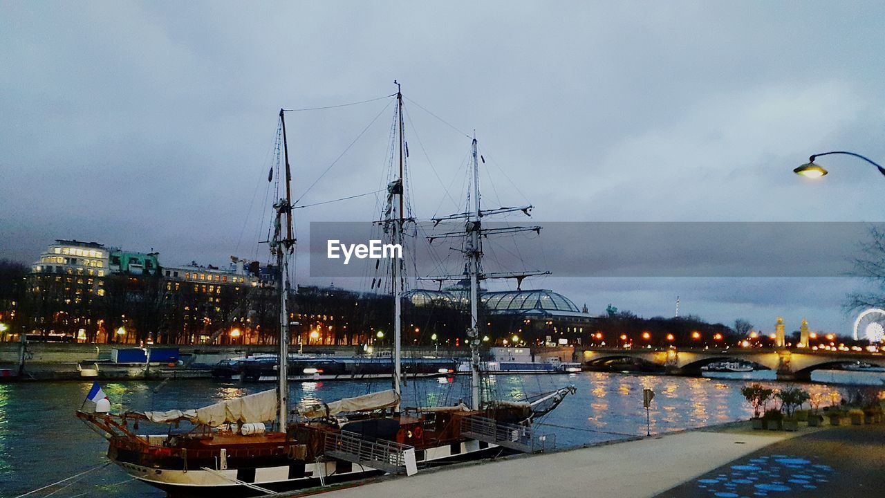 VIEW OF HARBOR AT DUSK