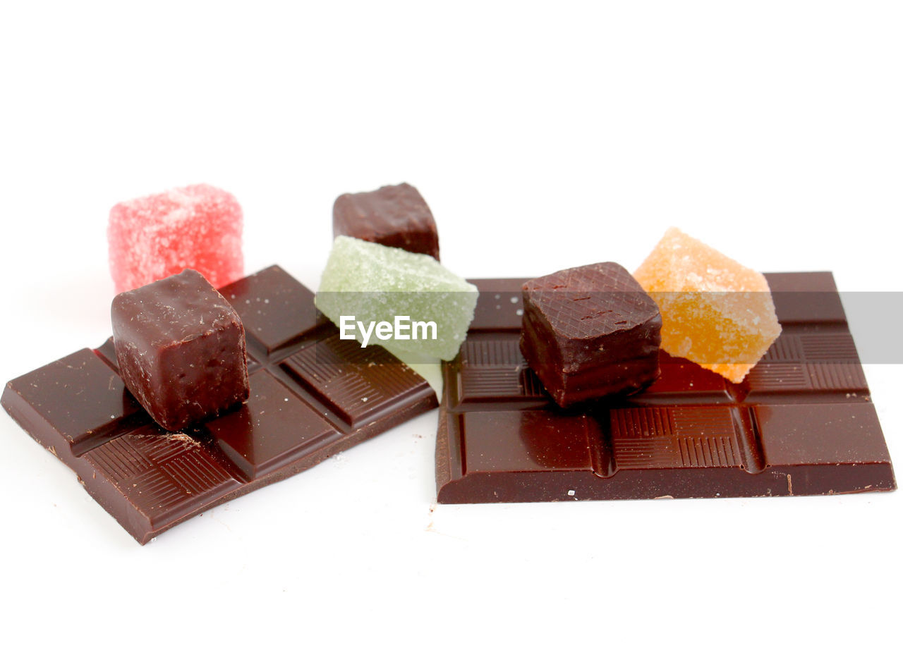 Close-up of chocolates and candies on table