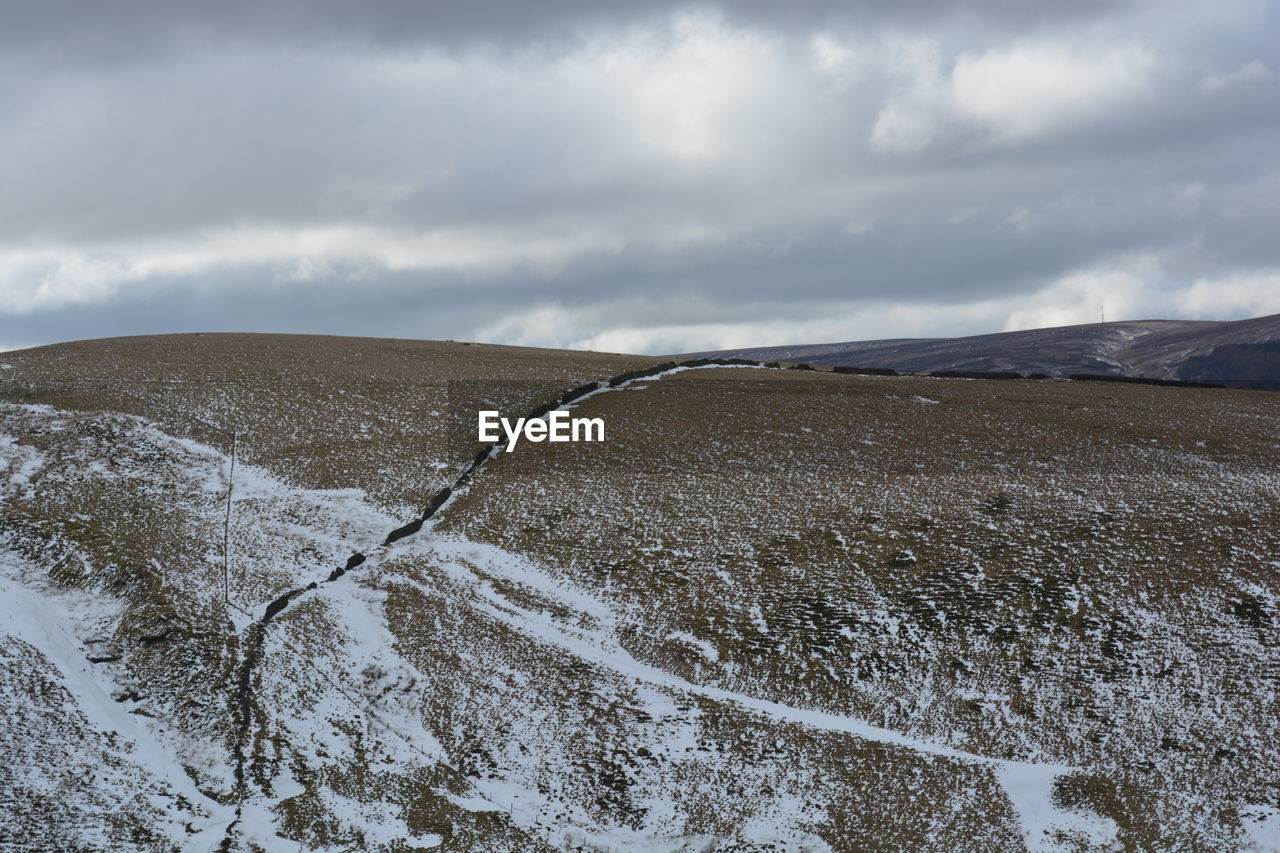 Scenic view of landscape against sky during winter