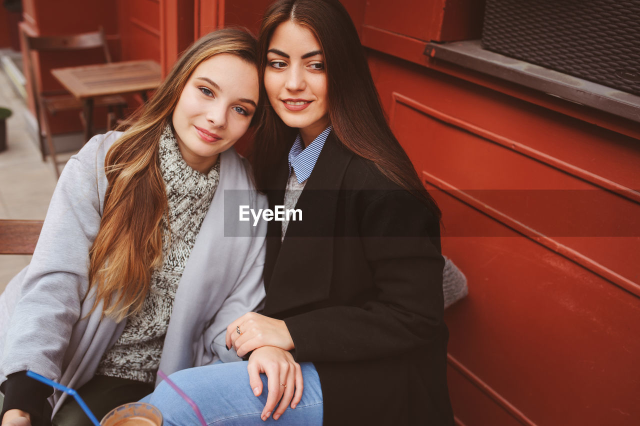 Portrait of smiling female friends