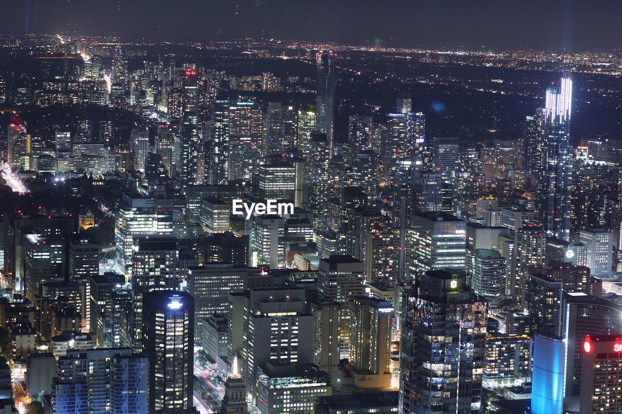 Illuminated cityscape at night