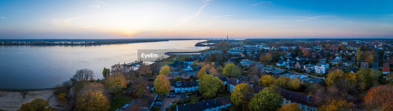 Aerial view of wedel near hamburg on an autumn day