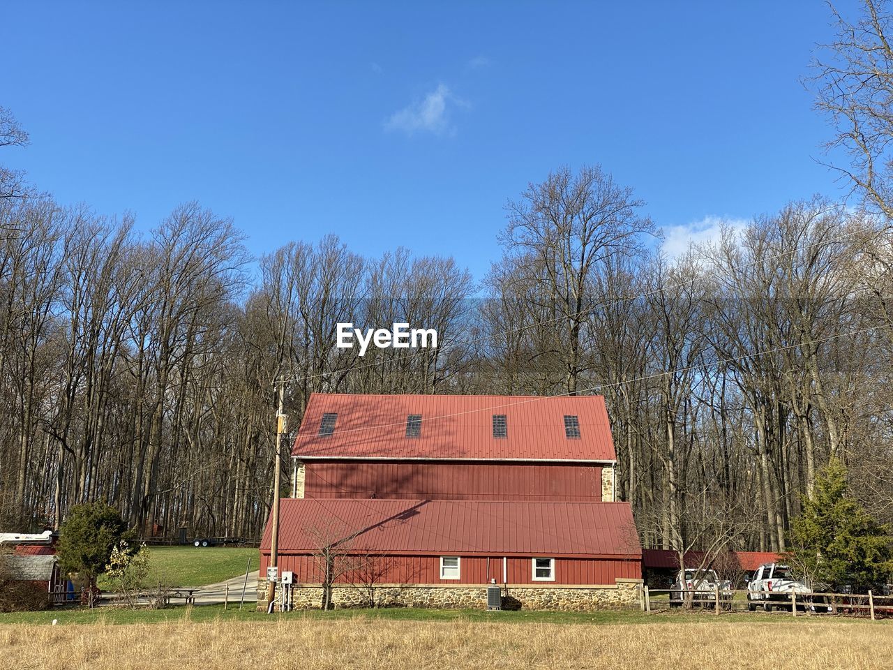 House on field against sky