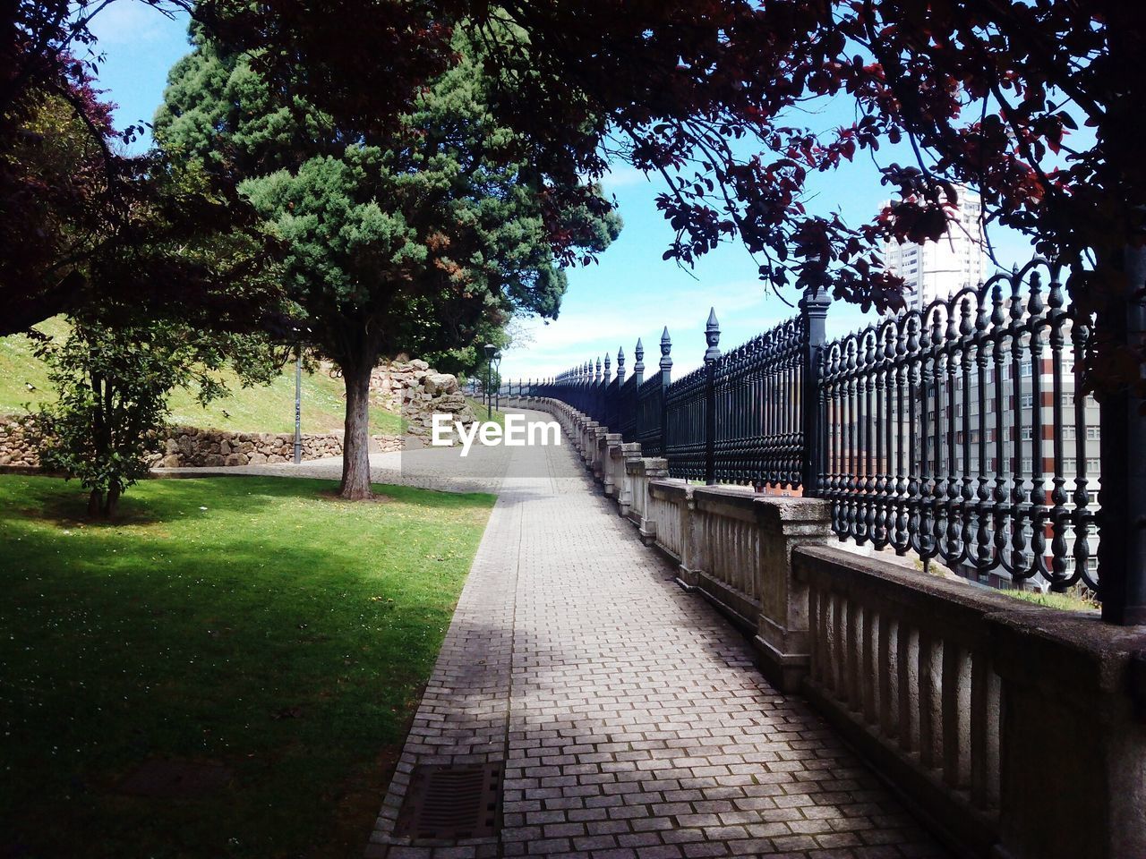 Cast iron fence in formal garden