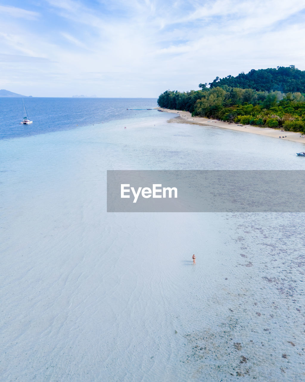 scenic view of beach against cloudy sky