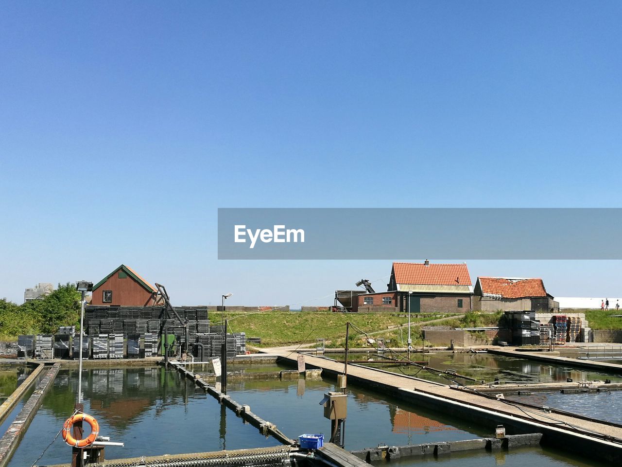 Panoramic view of buildings against clear sky