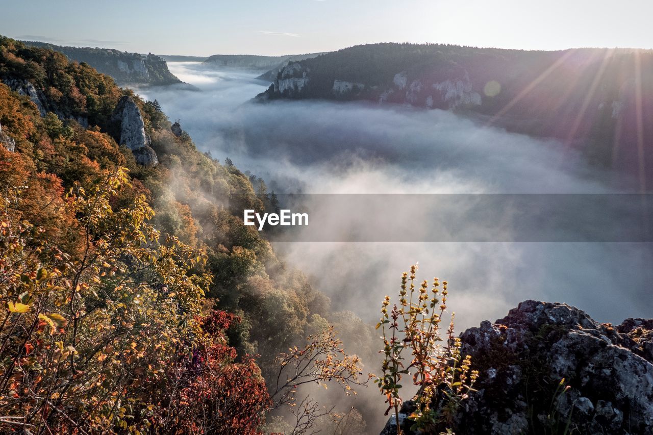 Scenic view of mountains during autumn