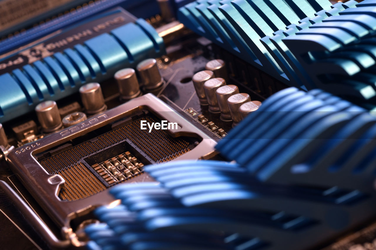High angle view of computer equipment