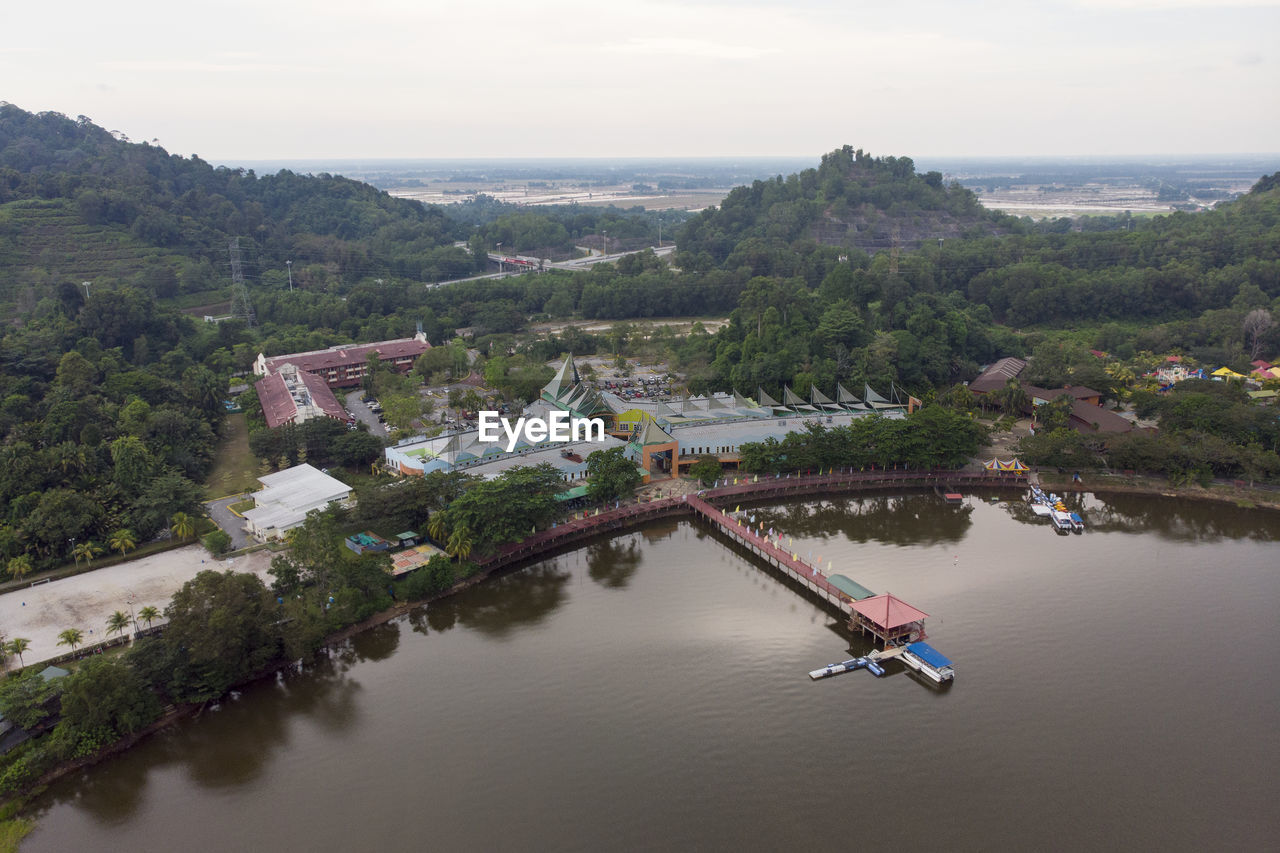 Aerial view of bukit merah laketown resort with lakeview in front. 