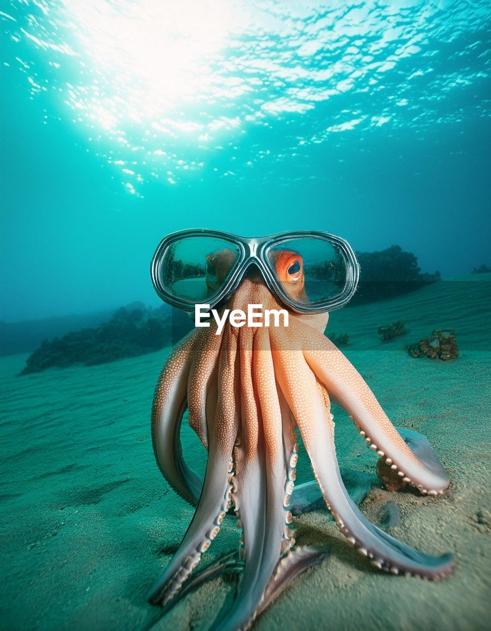 high angle view of woman swimming in sea