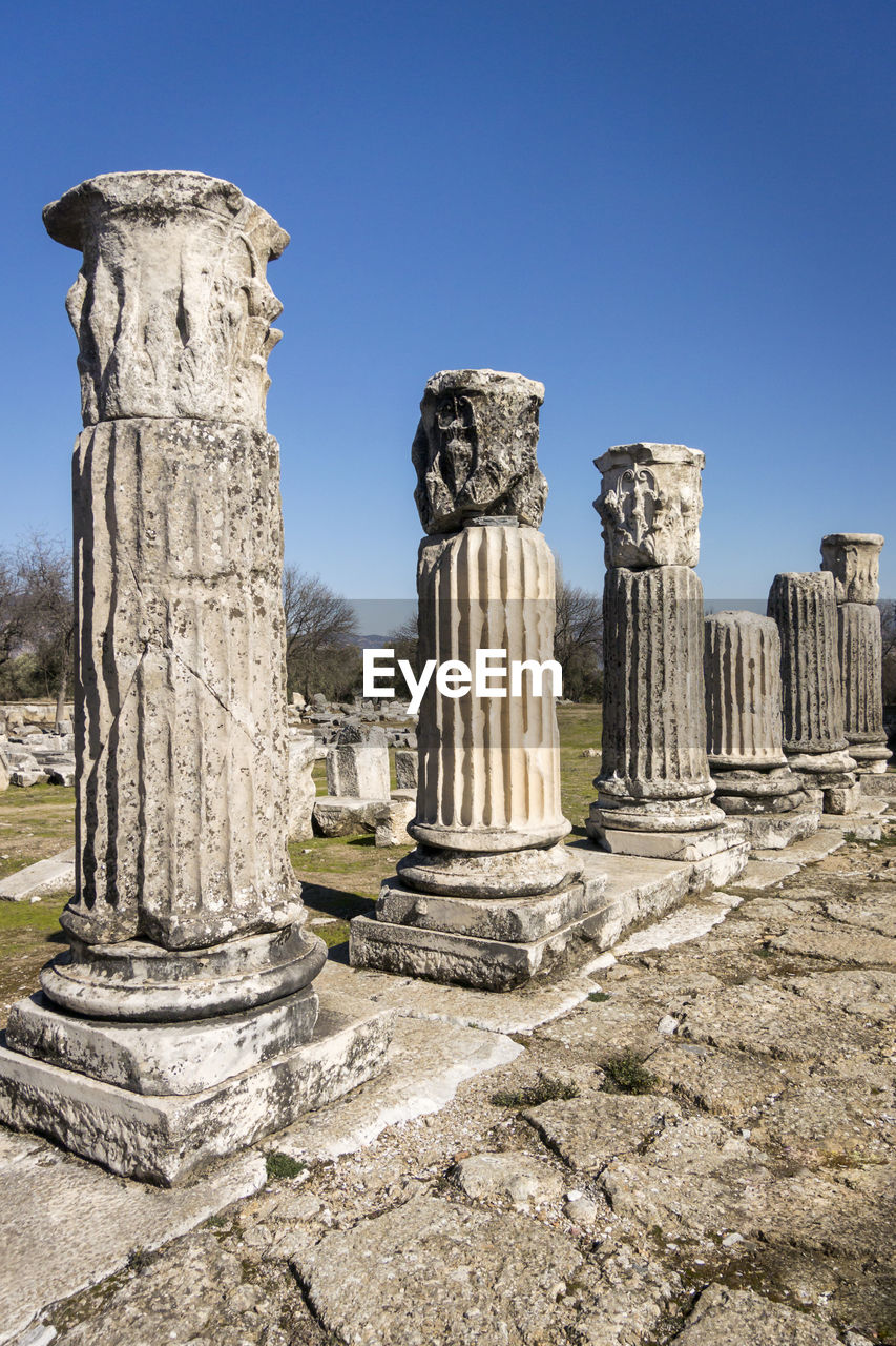 Excavations of the temple of hekate in lagina ancient city, yatagan, mugla, turkey