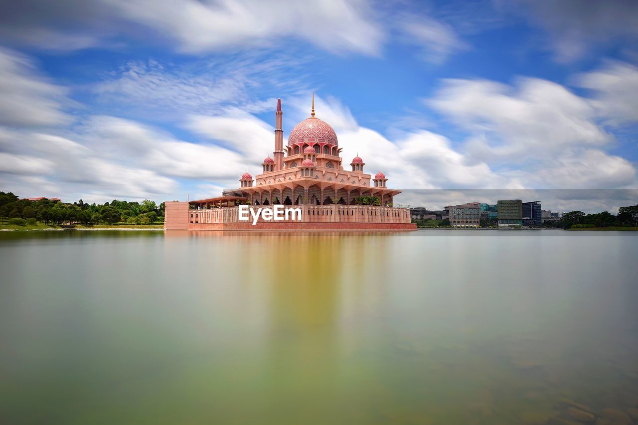 Putrajaya mosque against cloudy sky during day 