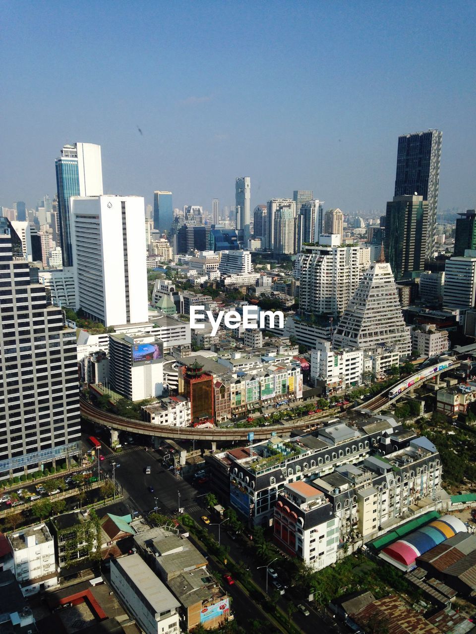 High angle view of cityscape against sky