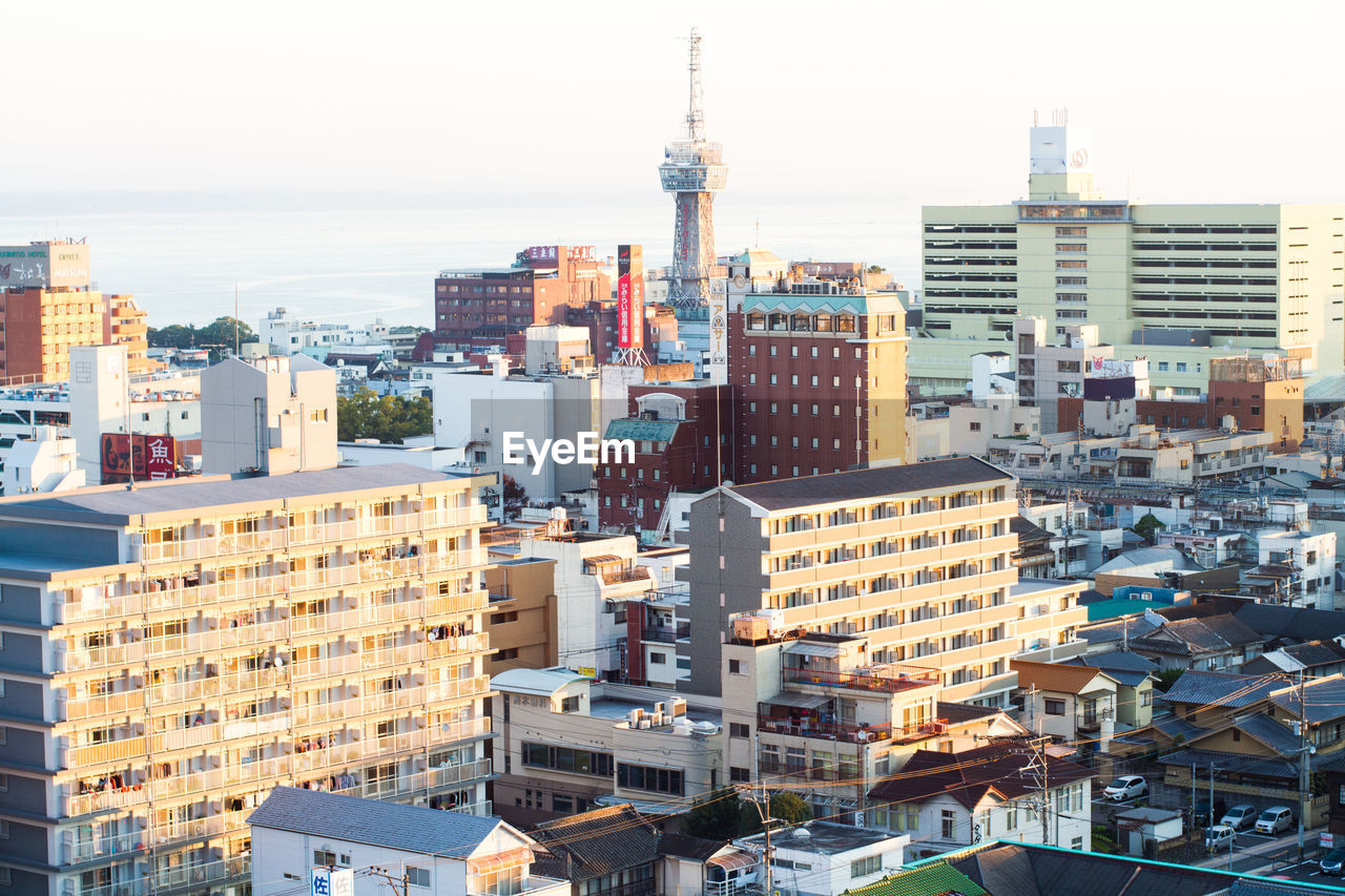 High angle view of cityscape against sky