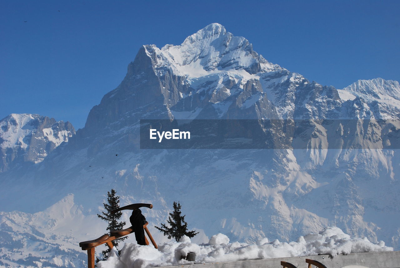 Panoramic view of snowcapped mountain against sky with velogemel 
