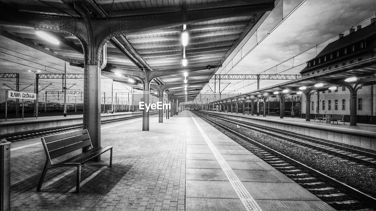 Empty railroad station platform