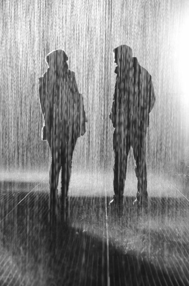 rain, wet, water, motion, standing, nature, men, two people, full length, day, people, city, togetherness, walking, adult, males, shadow, outdoors, digital composite, rainy season, textured effect