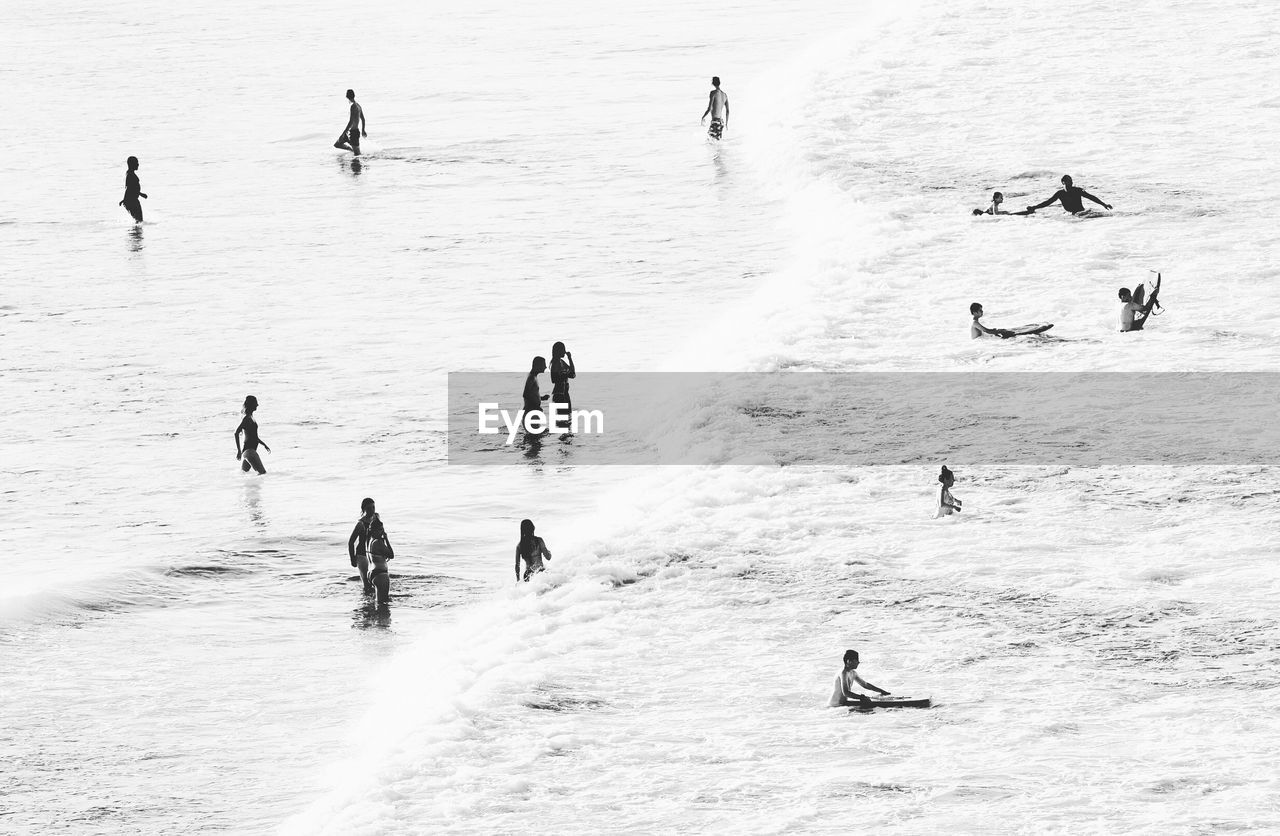 High angle view of tourist on beach