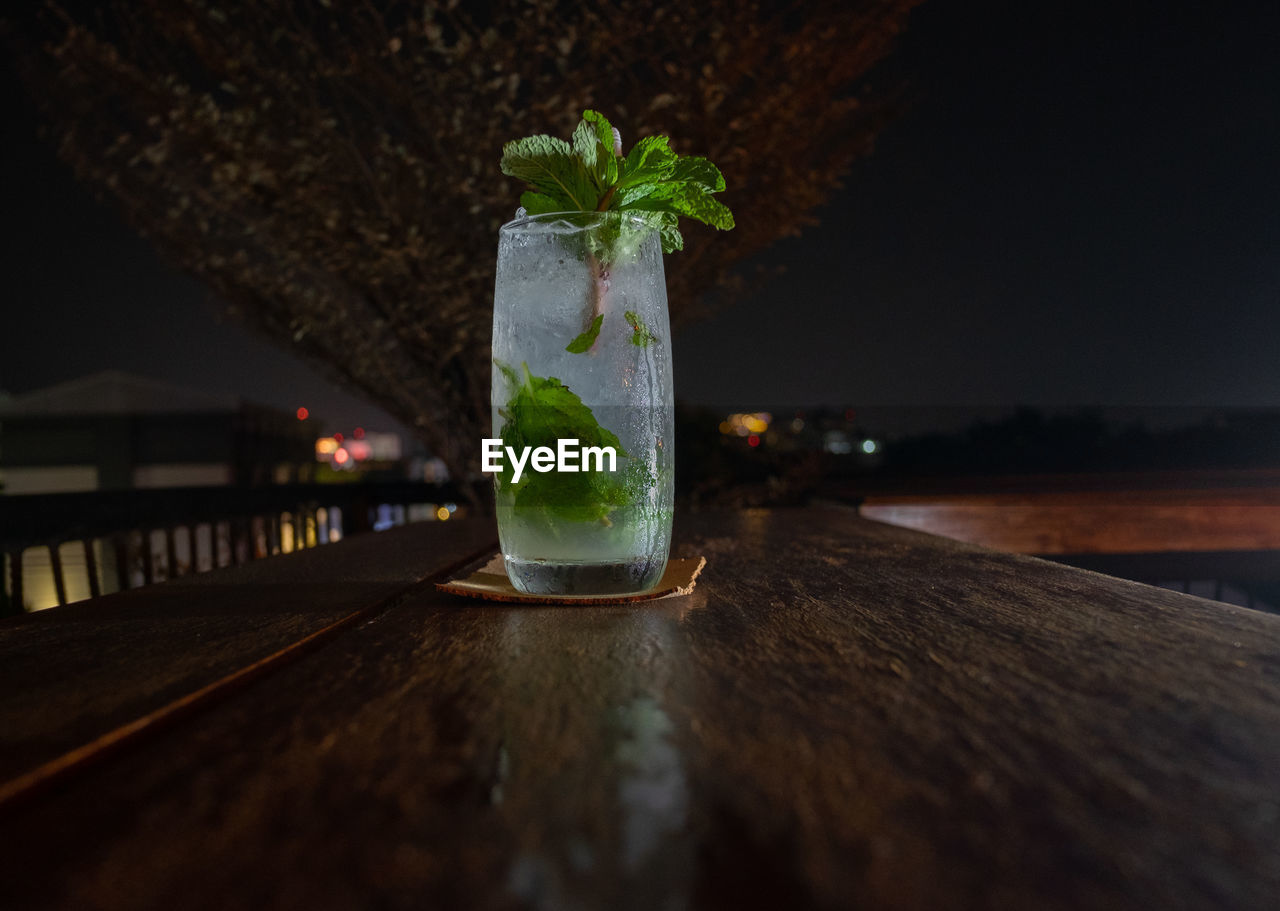 Close-up of a glass of cocktail on table