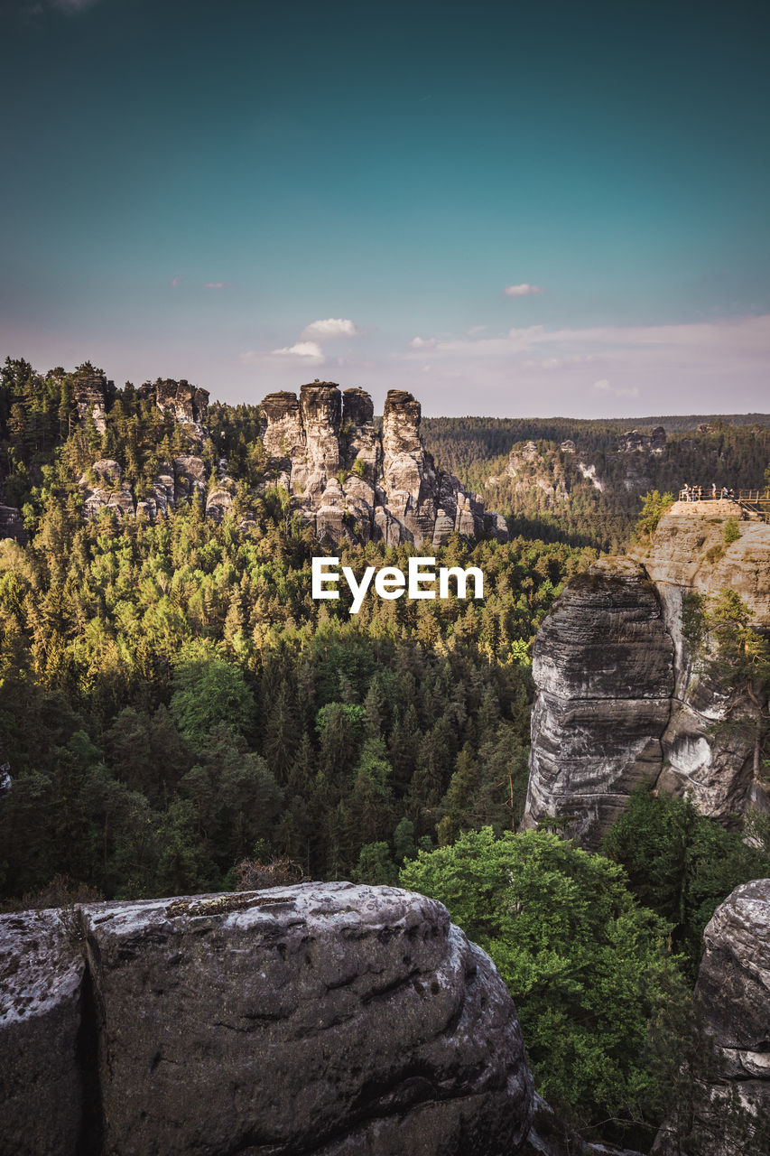 View of the bastei park saxon switzerland national park, germany