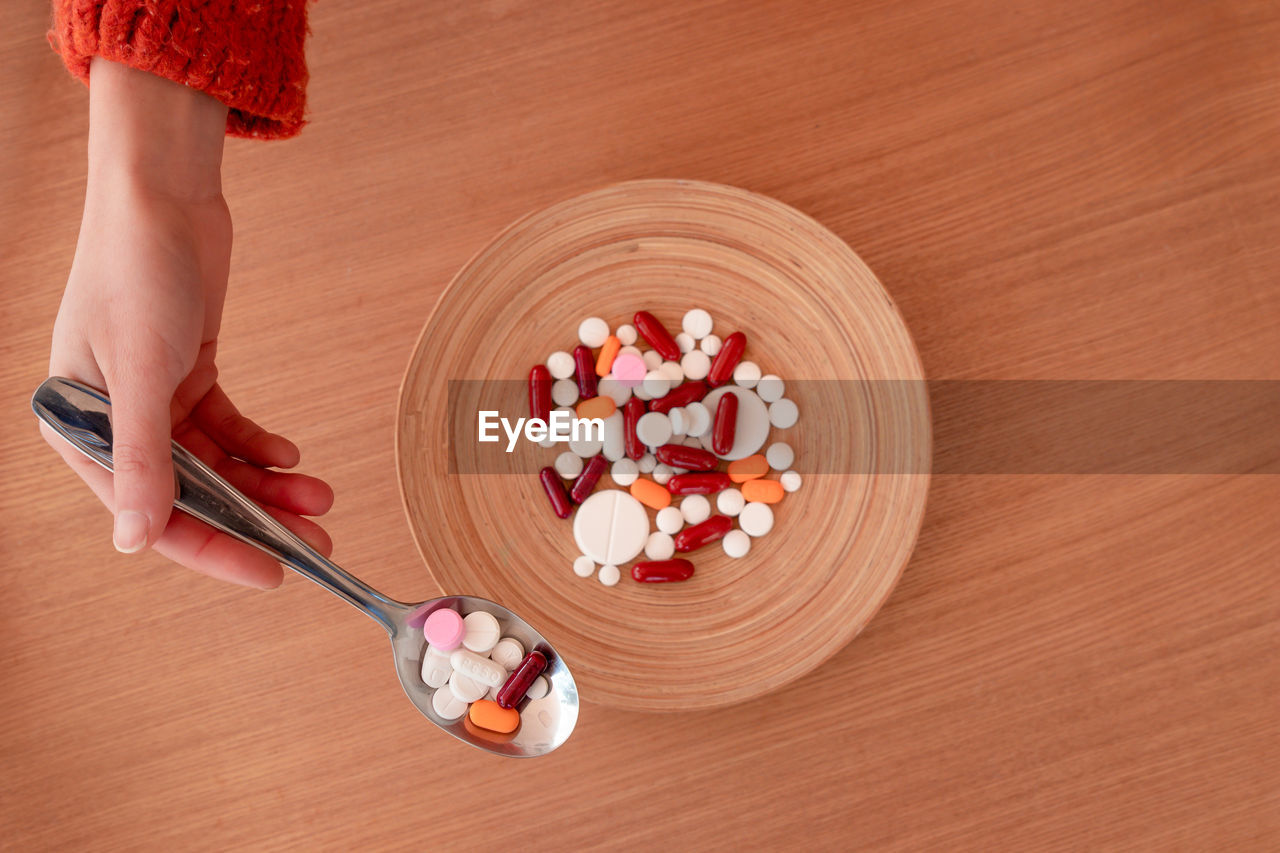 high angle view of hand holding food