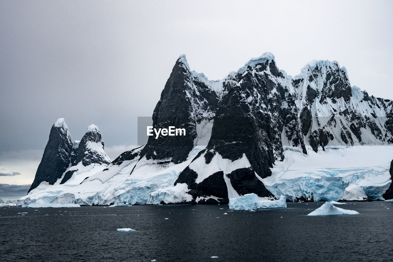 Scenic view of frozen lake against sky