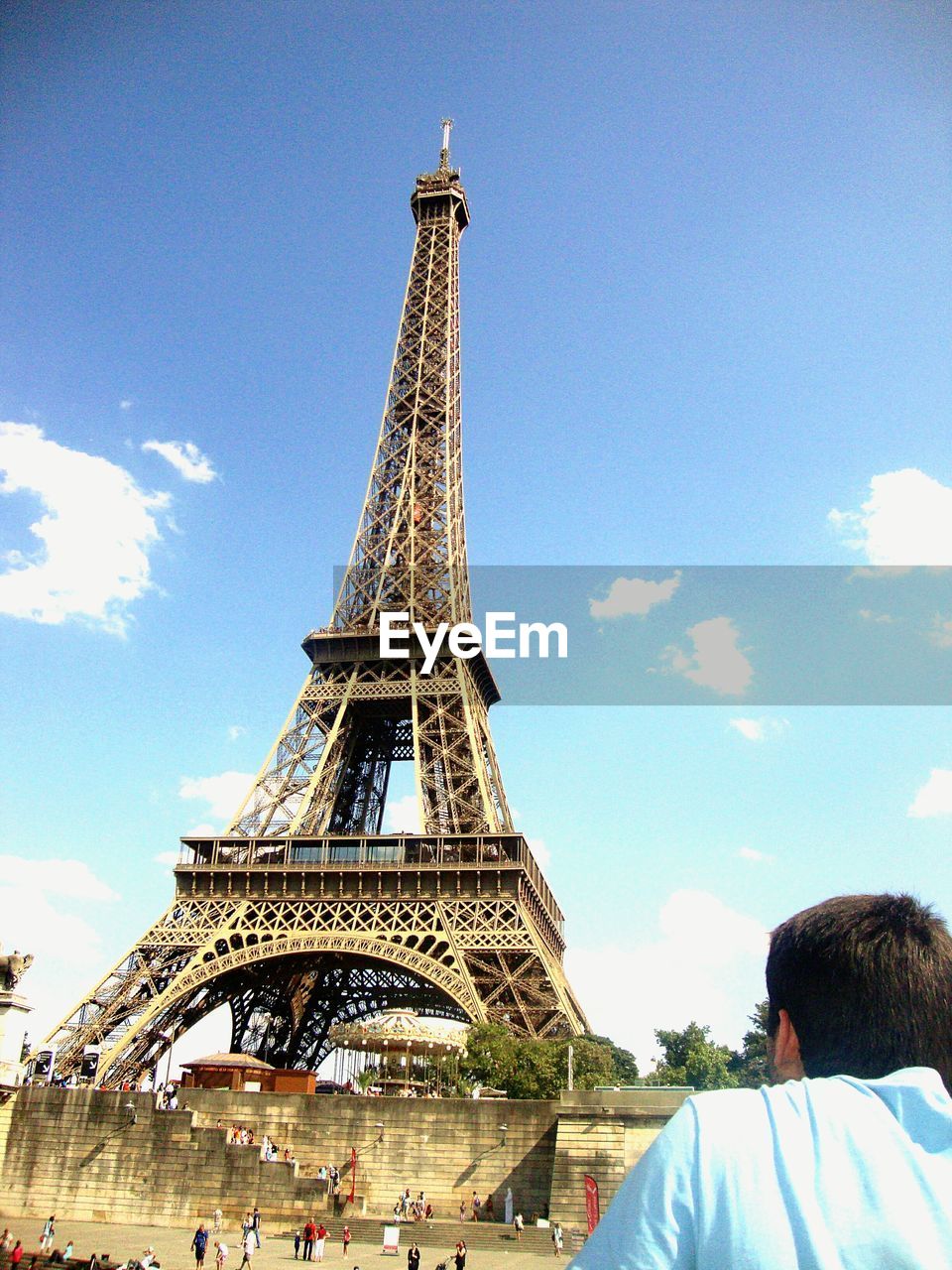 Low angle view of eiffel tower against sky