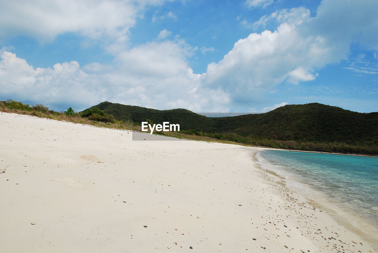 Scenic view of beach against sky