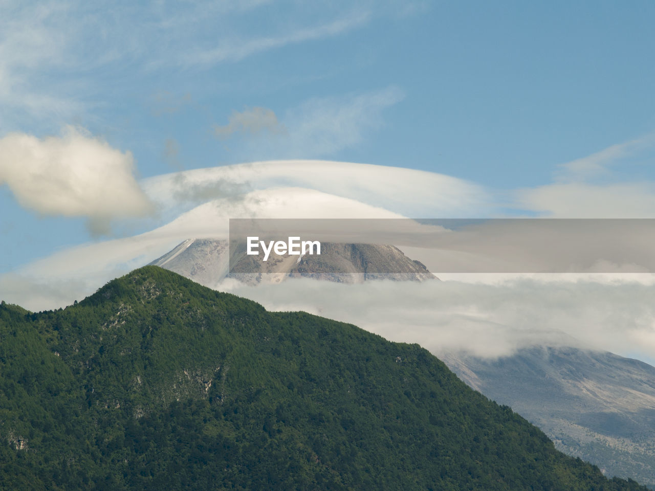 Scenic view of volcanic landscape against sky