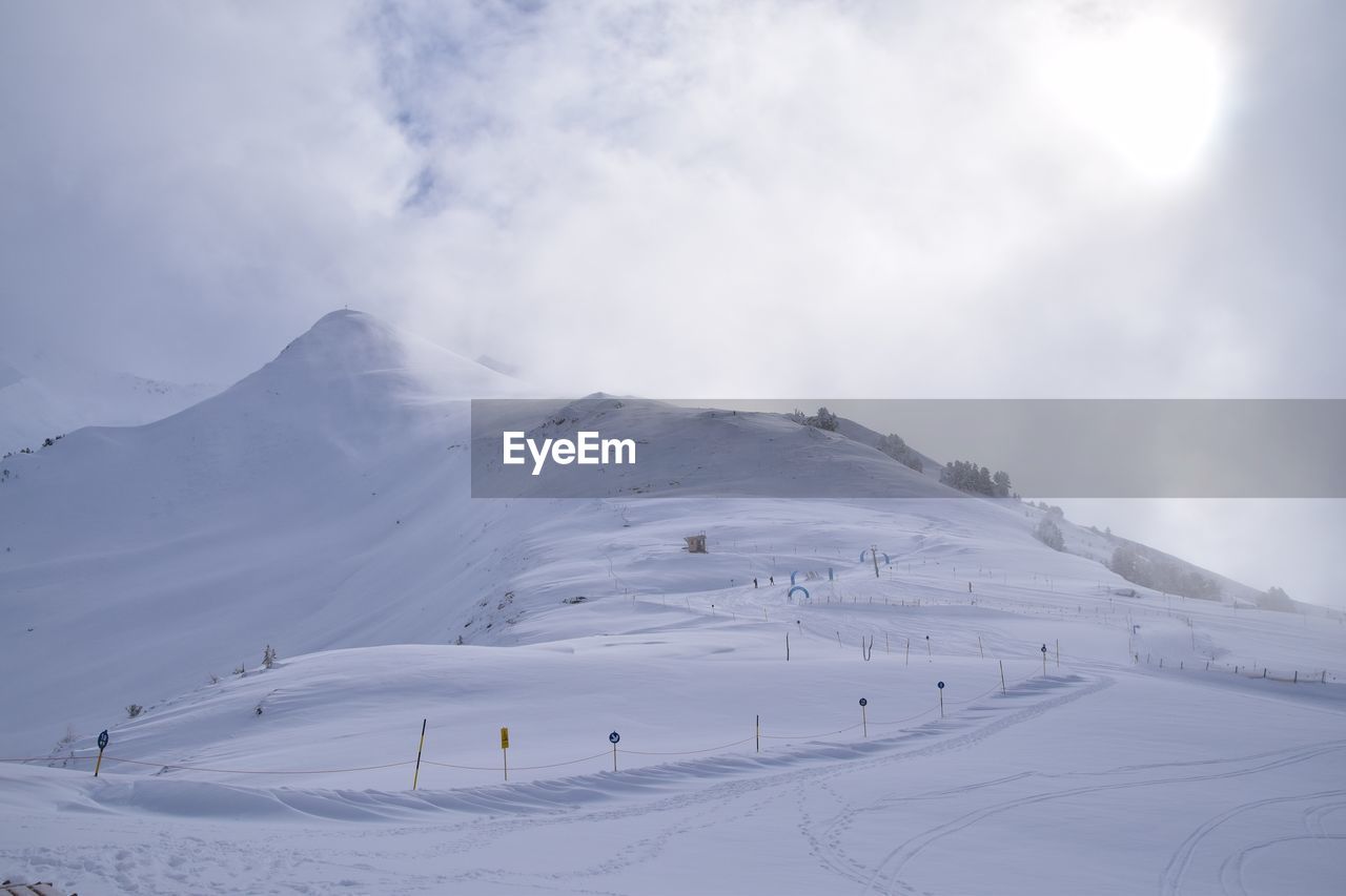 PANORAMIC VIEW OF SNOWCAPPED MOUNTAINS AGAINST SKY