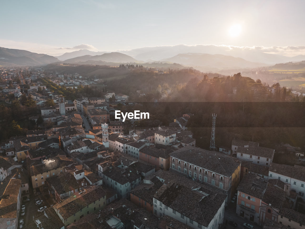 Aerial view of the medieval village of pergola