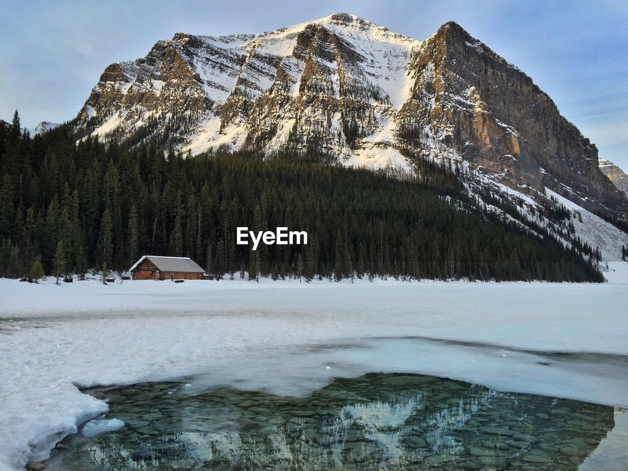 Frozen lake louise at banff national park