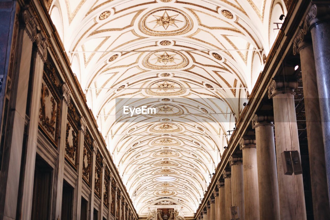 Low angle view of ceiling of historic building