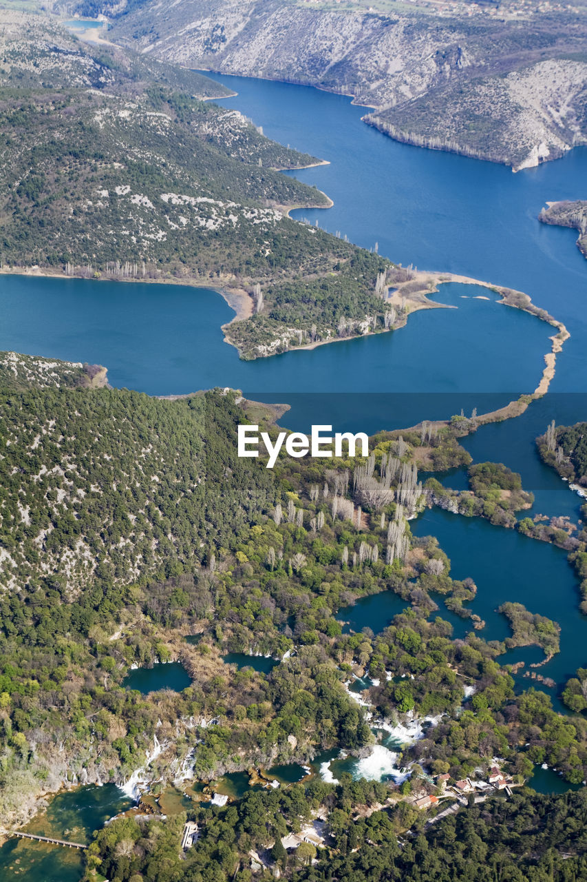 Aerial view of the confluence of krka and cikola river