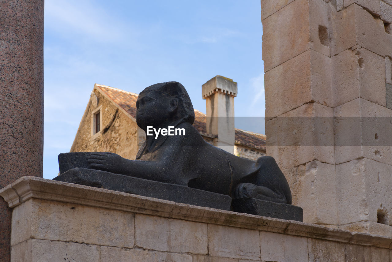 Split, croatia. september 13, 2021. egiptian sphynx in front of ancient diocletian palace