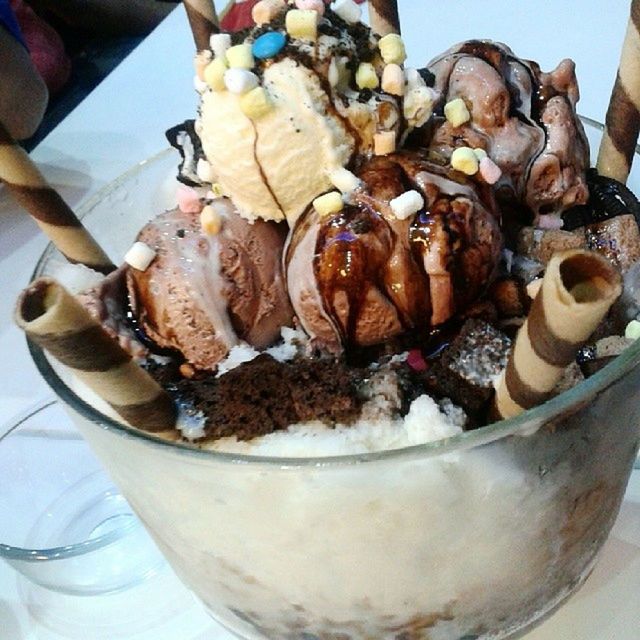 Bowl with ice cream sundae