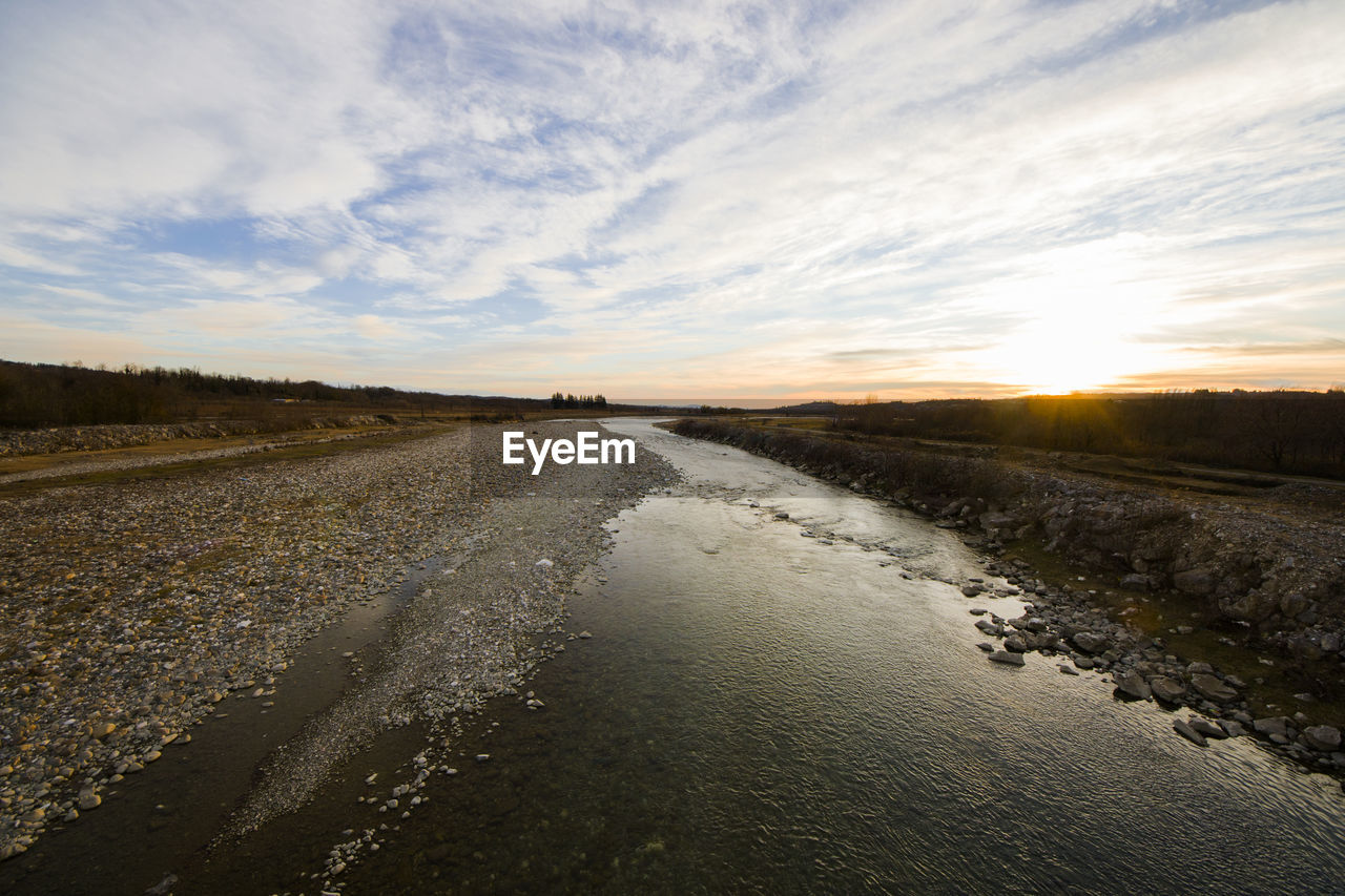 River landscape and view during sunset, daylight and outdoor, nature background in georgia