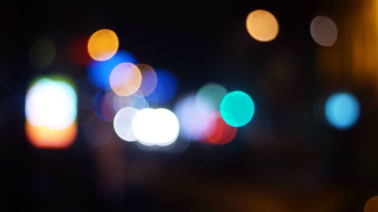 Defocused colorful lights at night