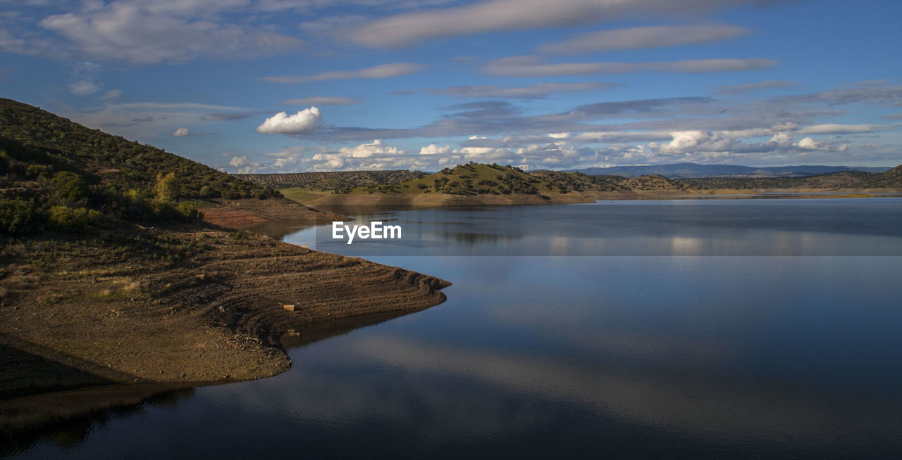 Scenic view of lake against sky