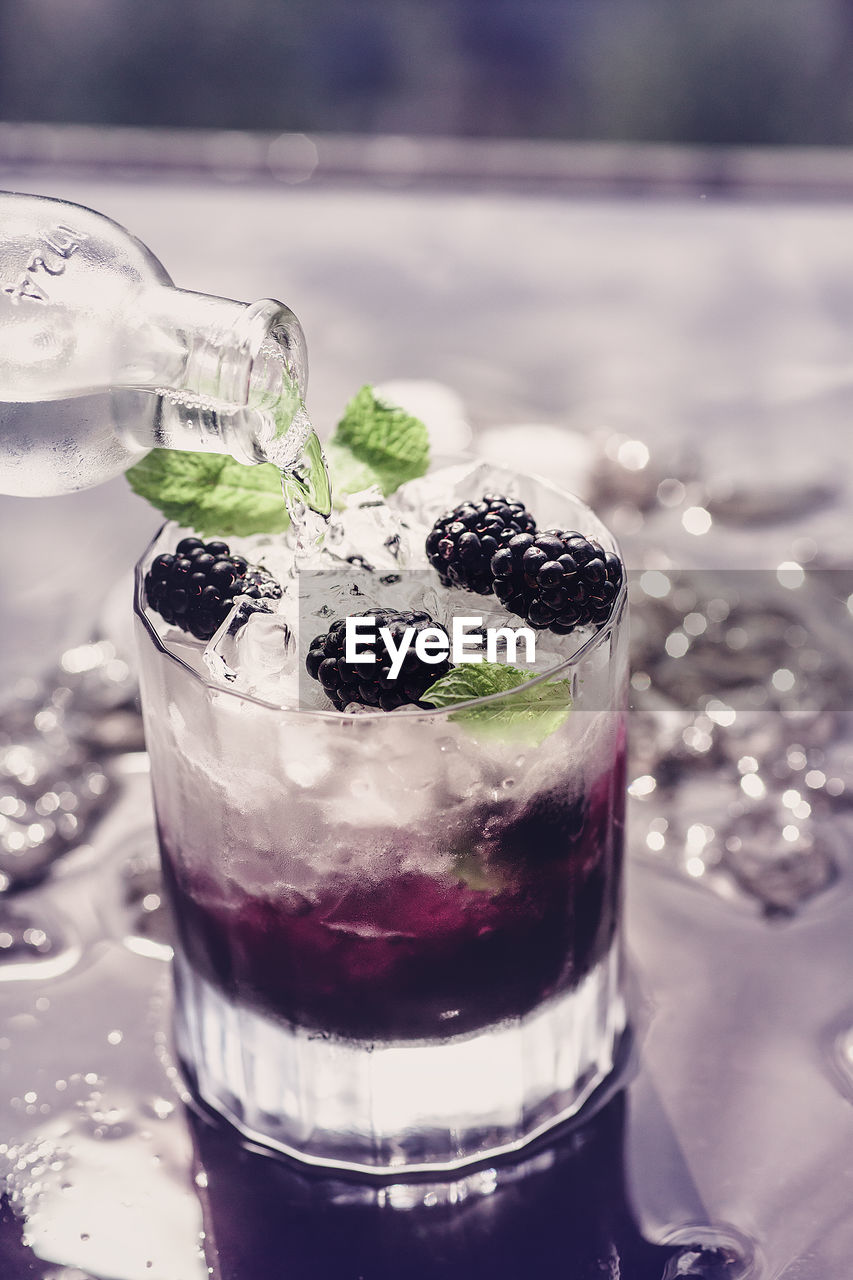 Close-up of fresh drink on table