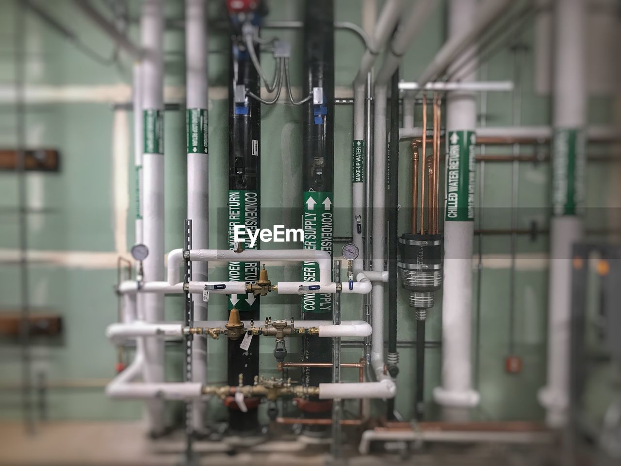 Close-up of pipelines in factory