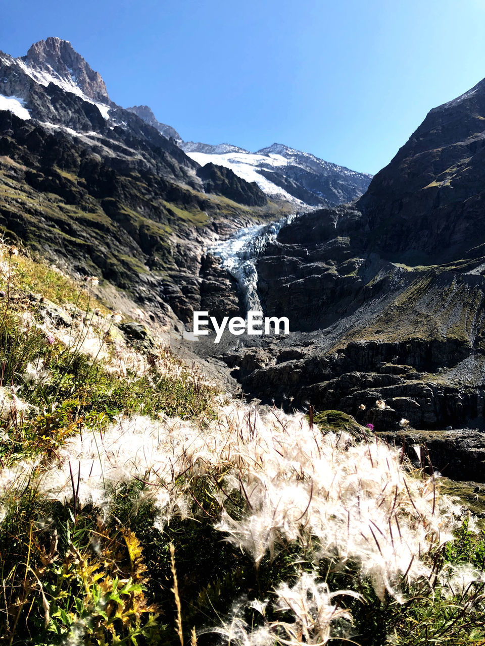 SCENIC VIEW OF WATERFALL AGAINST SKY