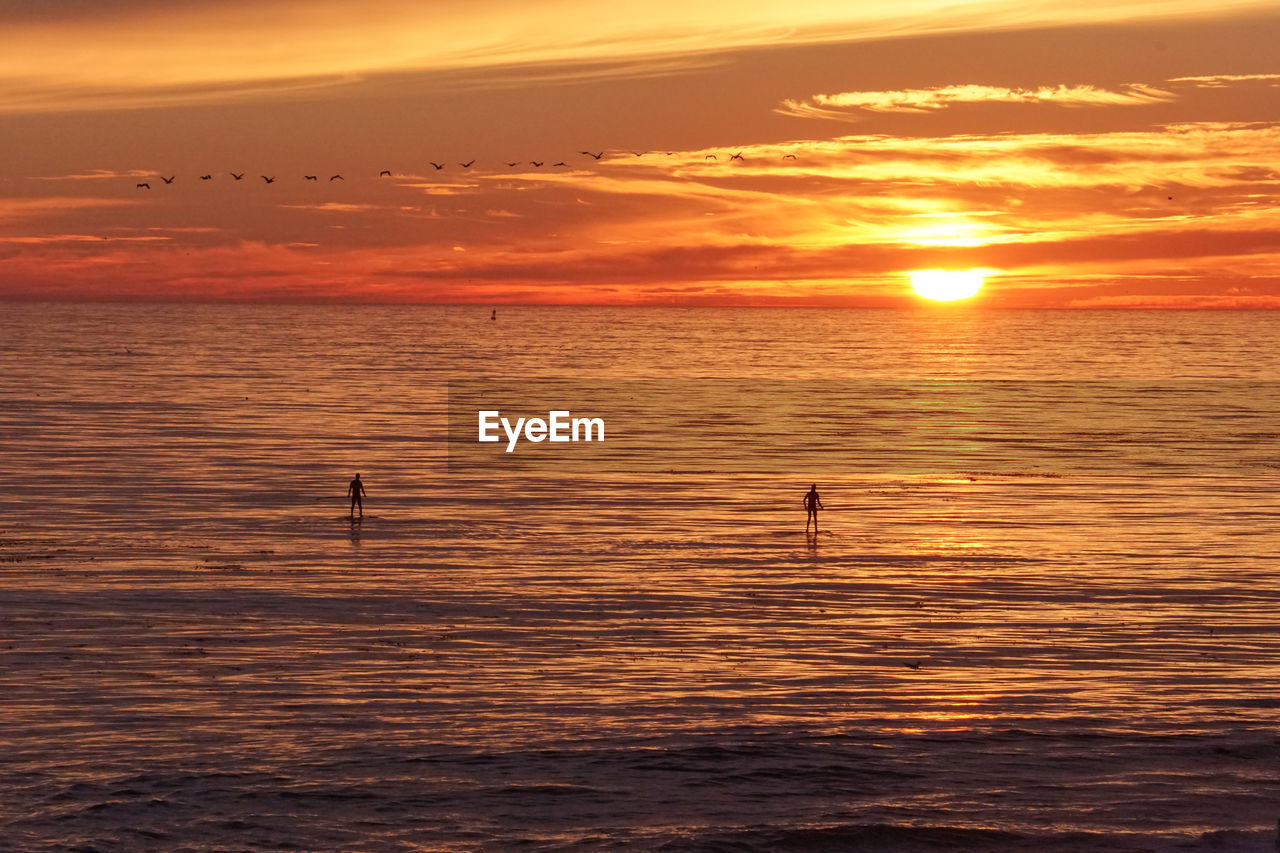 Scenic view of sea at sunset