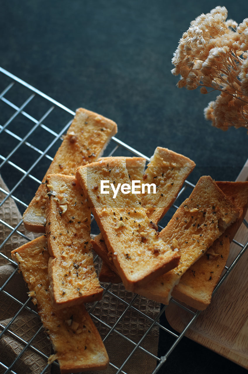 High angle view of breakfast on table