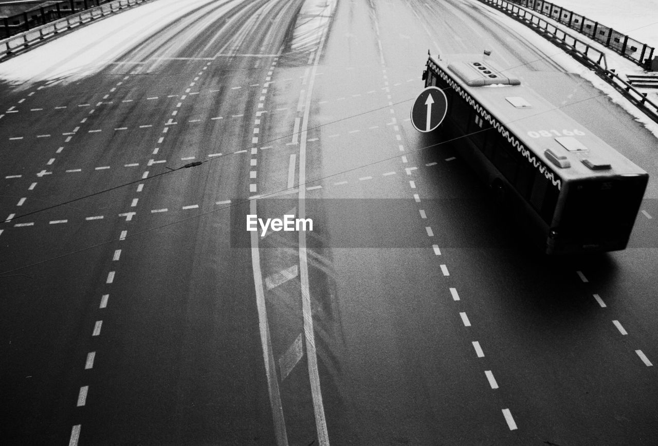 High angle view of road