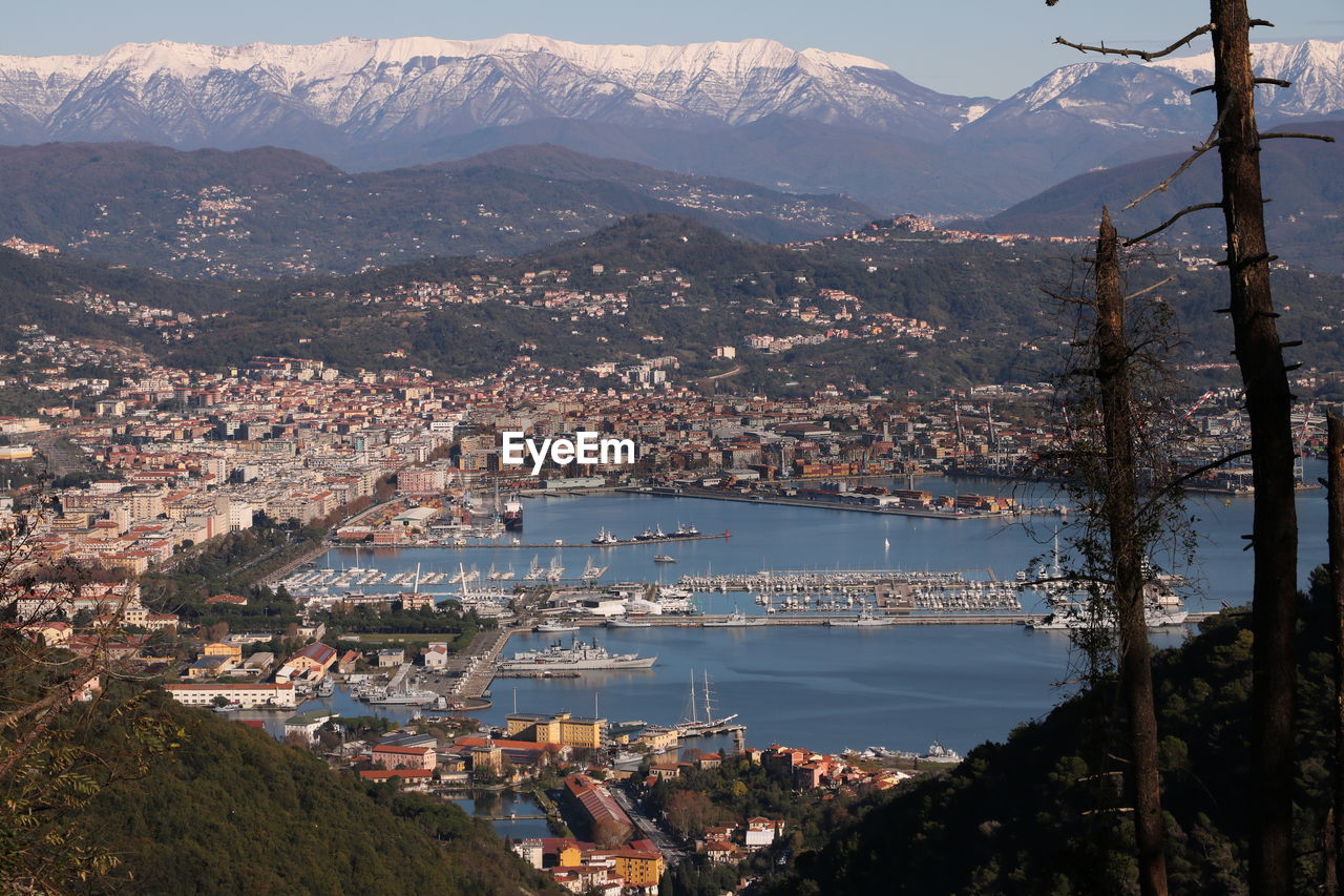 AERIAL VIEW OF TOWNSCAPE BY SEA