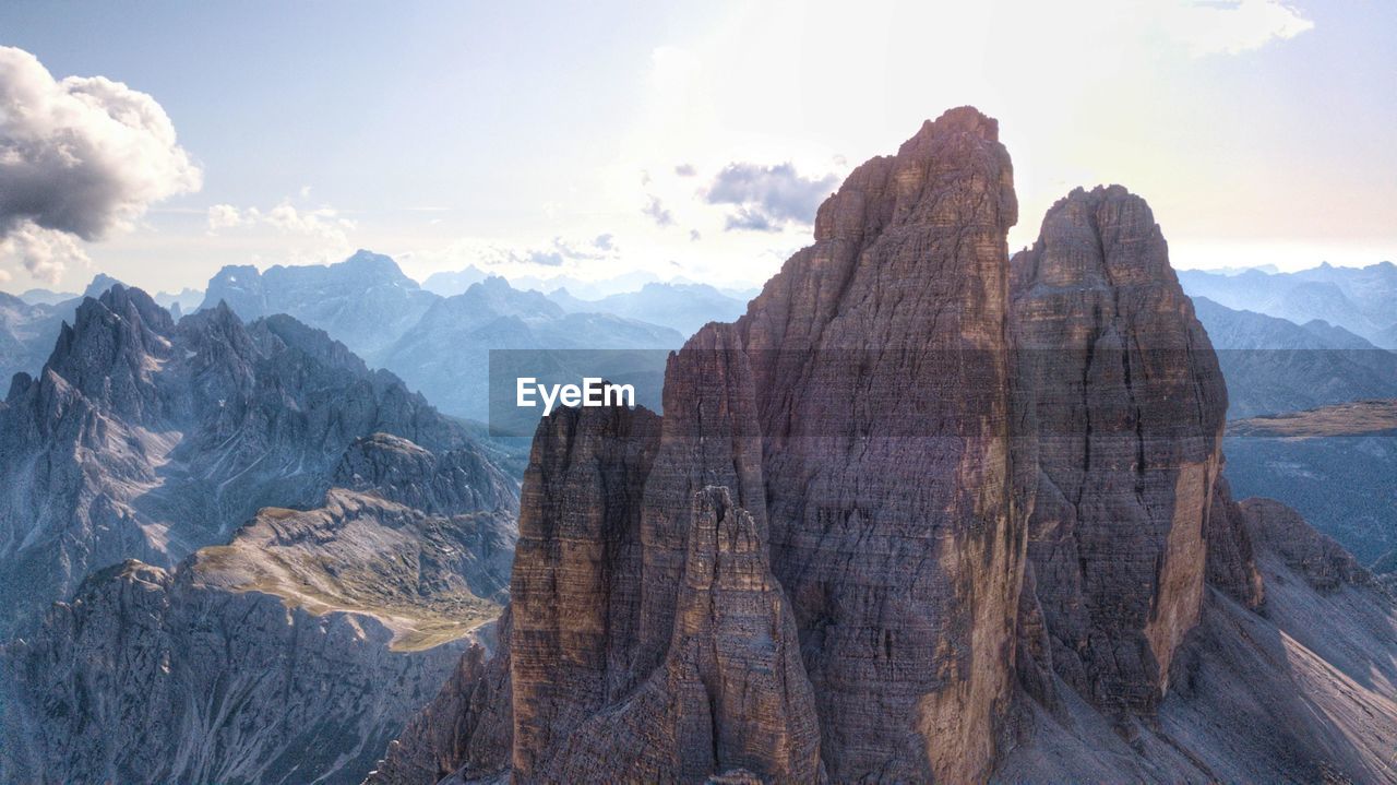 Panoramic view of rock formations against sky