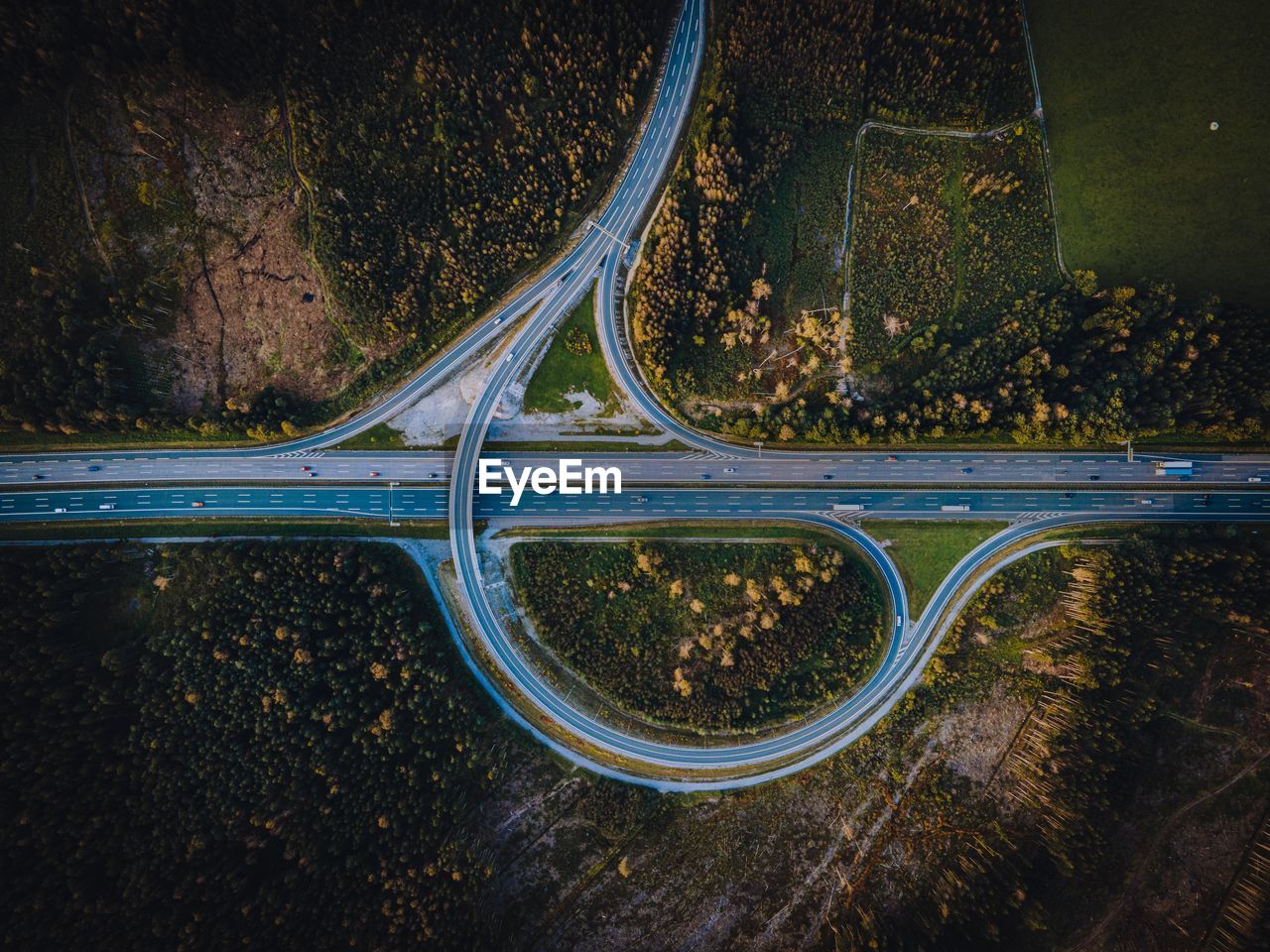 High angle view of road on street